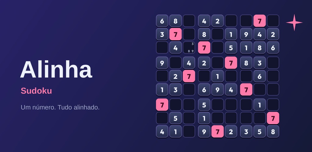 Arte do Alinha: grade de sudoku com números destacados em rosa